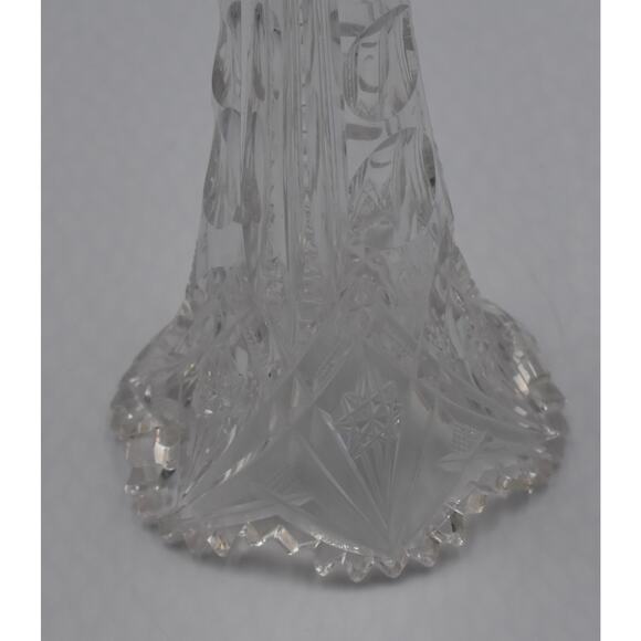 Fluted Crystal Cut Vase American Brilliant Period Tulip Saw  Fluted Crystal Cut Vase American Brilliant Period Tulip Saw Tooth Rim 8\'\' Tall